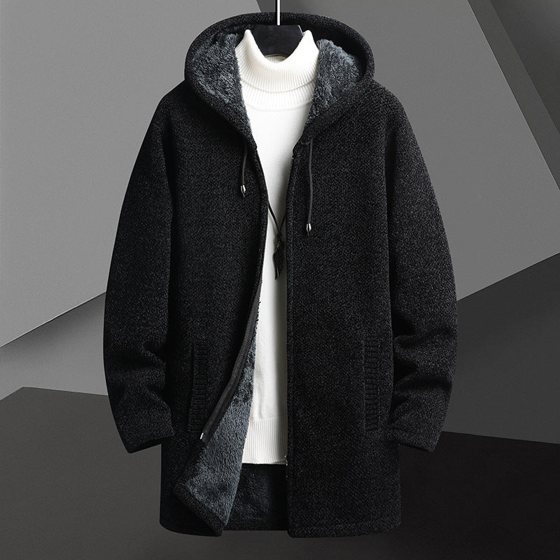 Men Fleece-lined Zipper Hooded Sweater Cardigan - Y&KO Fashion