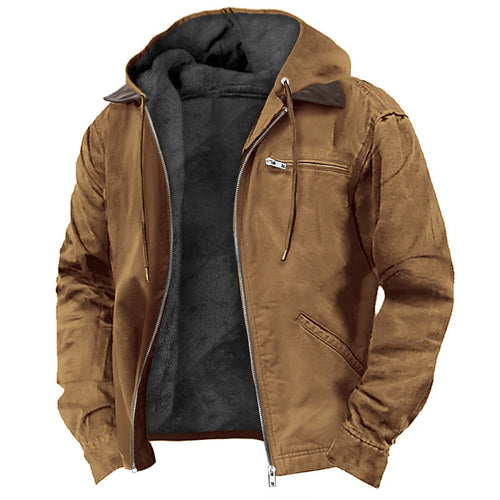 Men's Fleece Zip-Up Jacket – Hooded Winter Coat with Pockets – Gray | Y&KO